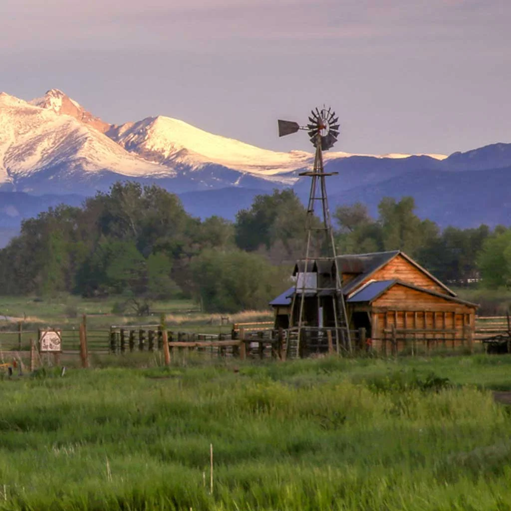 Windmill near barn with mountain in the backdrop, Erie junk removal